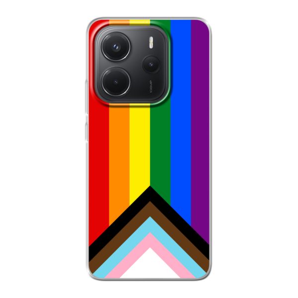 Flexibel Xiaomi Redmi Note 14 4G hoesje met Regenboog Vlag - Progress Pride Vlag