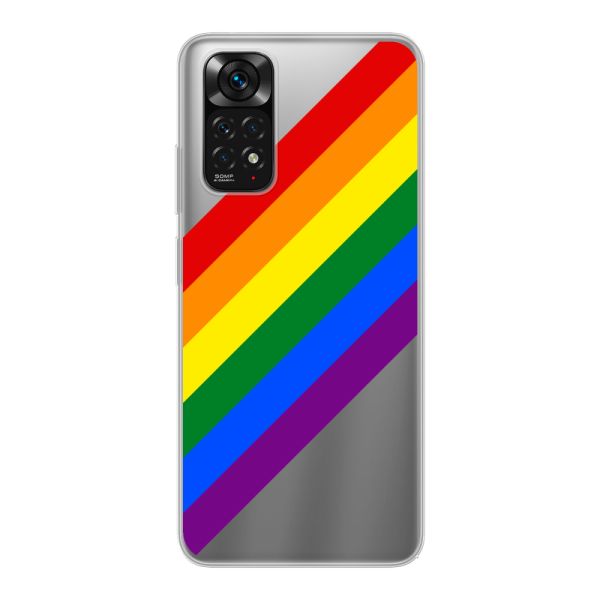 Transparant flexibel Xiaomi Redmi Note 11 hoesje met Diagonale Regenboog - Pride Strepen