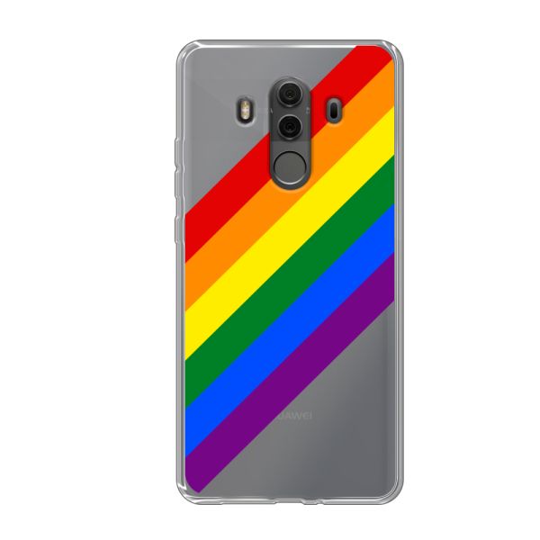 Transparant flexibel Huawei Mate 10 Pro hoesje met Diagonale Regenboog - Pride Strepen
