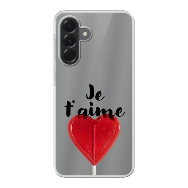 Transparant flexibel Samsung Galaxy A56 hoesje met Hartvormige Lolly - Je t'aime