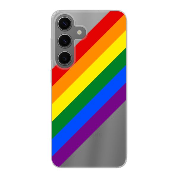 Funda Samsung Galaxy S24 flexible transparente con arcoíris diagonal - rayas Pride