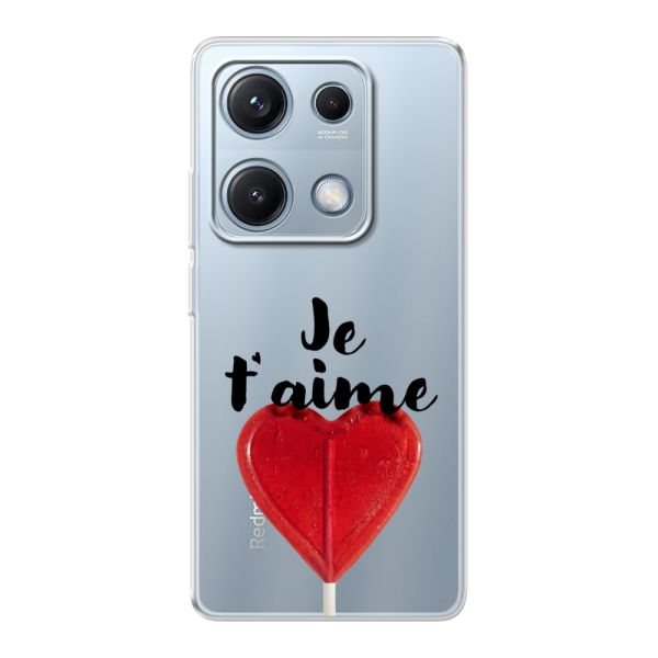 Transparant flexibel Xiaomi Redmi Note 14S hoesje met Hartvormige Lolly - Je t'aime