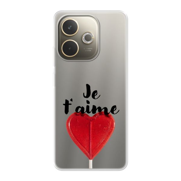 Coque Oppo A5 Pro flexible transparente avec sucette en forme de cœur - Je t'aime