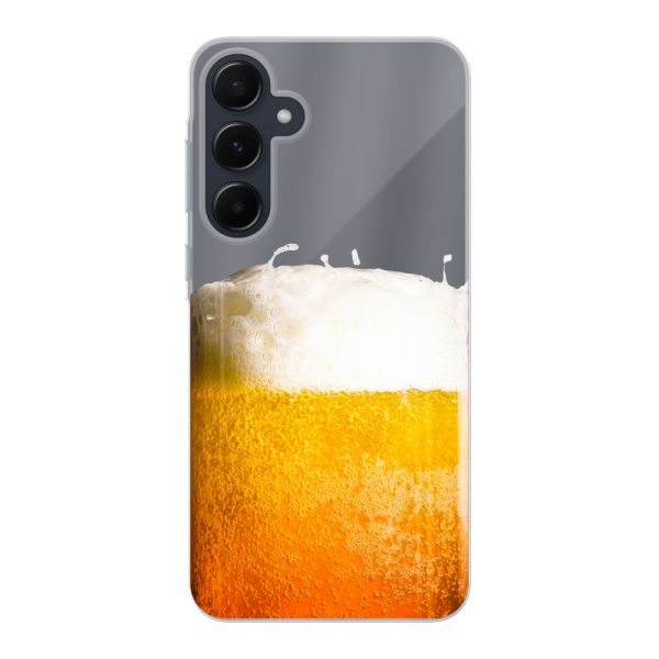 Transparente flexible Samsung Galaxy A55 Hülle mit Frisch Gezapftes Bier - Bierdruck