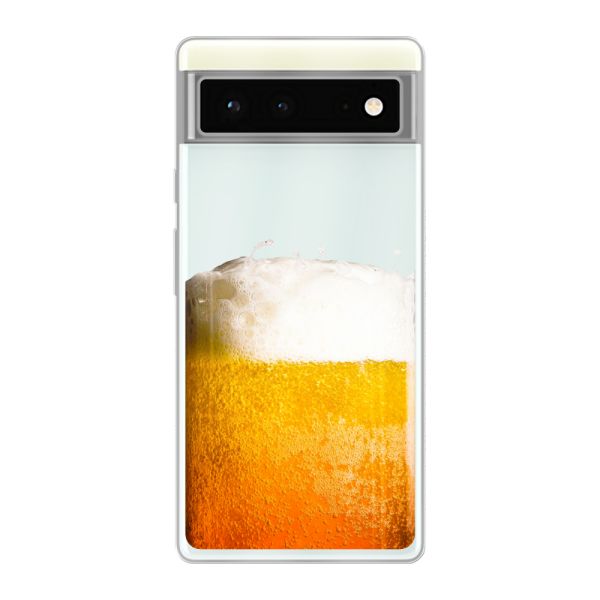 Transparant flexibel Google Pixel 6 hoesje met Vers Getapt Biertje - Bierprint