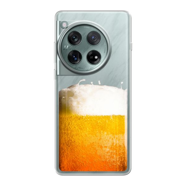 Transparant flexibel OnePlus 12 hoesje met Vers Getapt Biertje - Bierprint