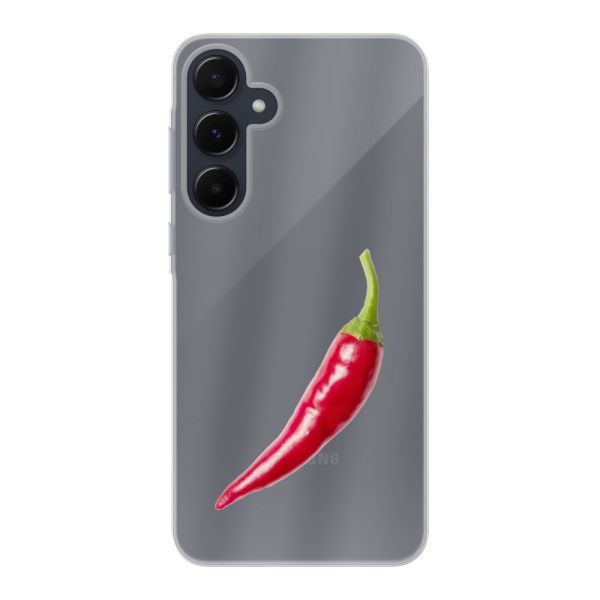 Transparente flexible Samsung Galaxy A55 Hülle mit roter Chili - Scharfes Design