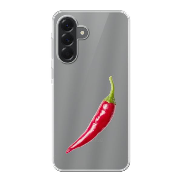 Transparant flexibel Samsung Galaxy A56 hoesje met Rode Peper - Pittig Design