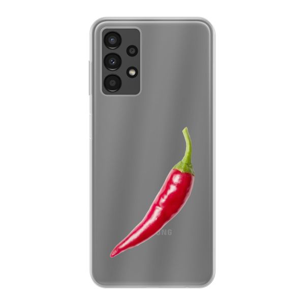 Transparant flexibel Samsung Galaxy A13 4G hoesje met Rode Peper - Pittig Design