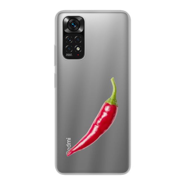 Transparant flexibel Xiaomi Redmi Note 11 hoesje met Rode Peper - Pittig Design