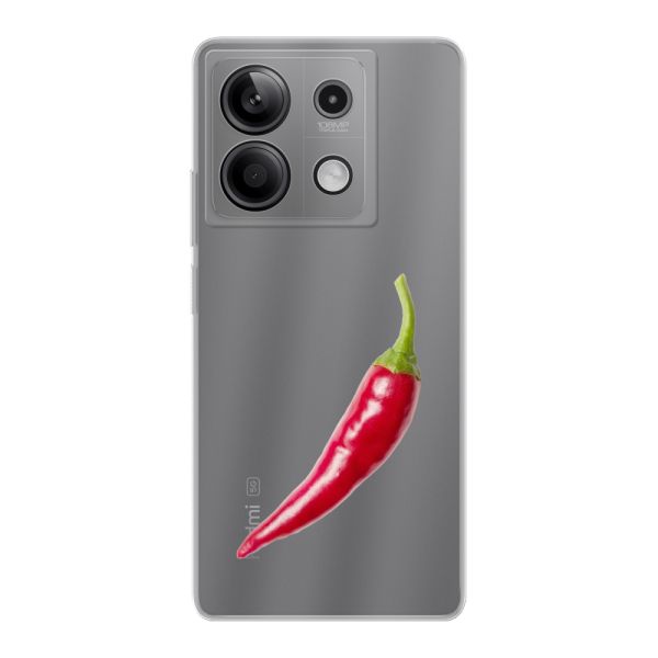 Transparant flexibel Xiaomi Redmi Note 13 5G hoesje met Rode Peper - Pittig Design