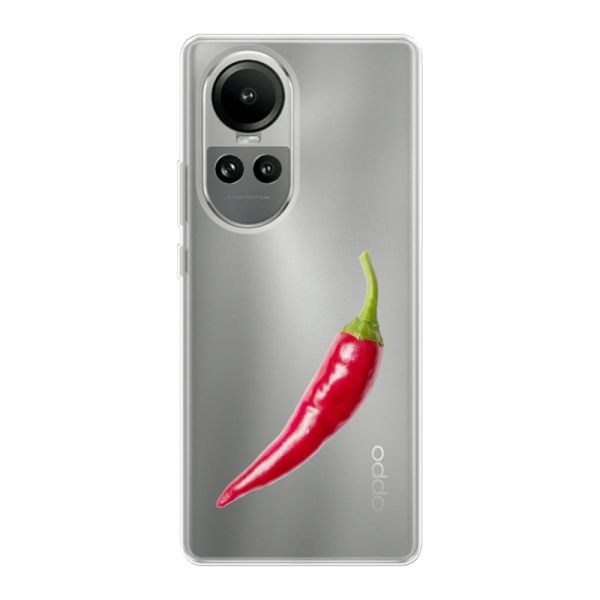 Transparant flexibel Oppo Reno 10 hoesje met Rode Peper - Pittig Design