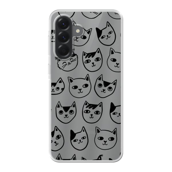 Coque Samsung Galaxy A56 flexible transparente avec têtes de chat - Imprimé chats transparent