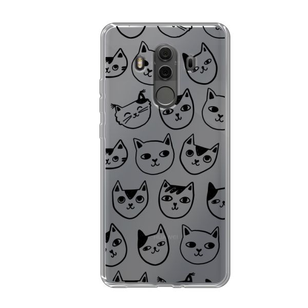 Coque Huawei Mate 10 Pro flexible transparente avec têtes de chat - Imprimé chats transparent