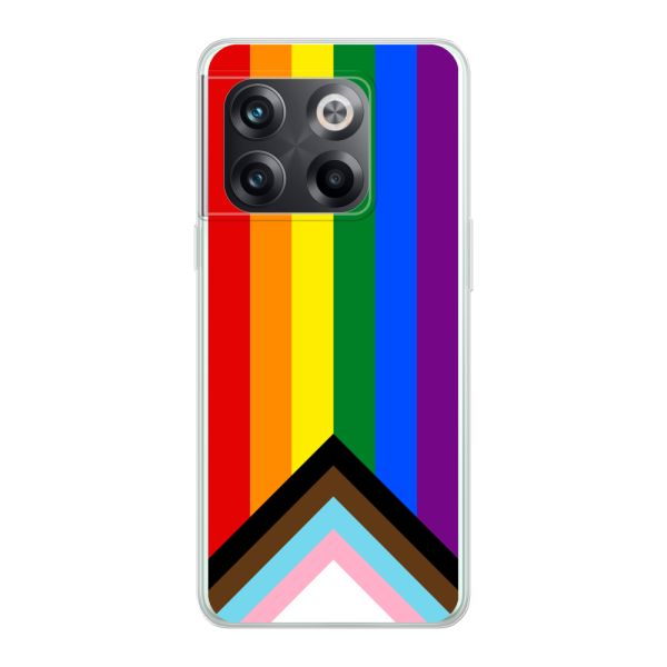 Flexibel OnePlus 10T hoesje met Regenboog Vlag - Progress Pride Vlag