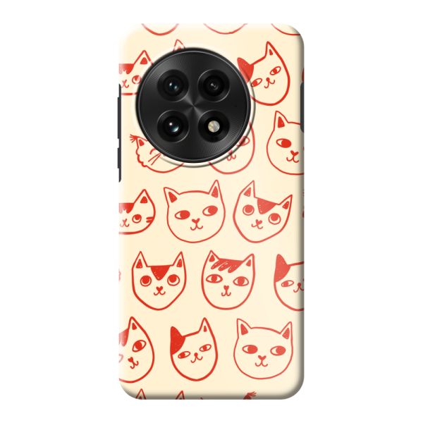 Coque OnePlus 13 ultra-résistante avec têtes de chat - Chats rouges sur fond crème