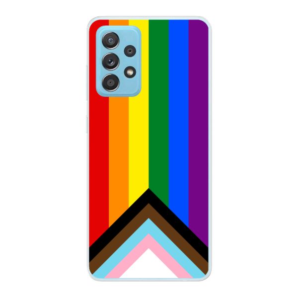 Flexibel Samsung Galaxy A73 5G hoesje met Regenboog Vlag - Progress Pride Vlag