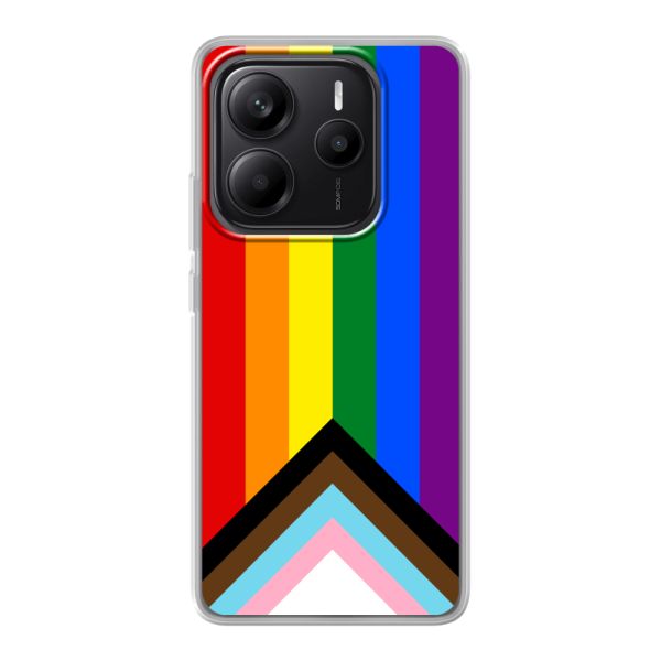 Flexibel Xiaomi Redmi Note 14 5G hoesje met Regenboog Vlag - Progress Pride Vlag