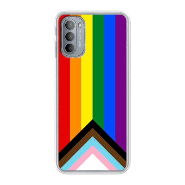 Coque Motorola Moto G31 flexible transparente avec Drapeau arc-en-ciel - Drapeau Progress Pride