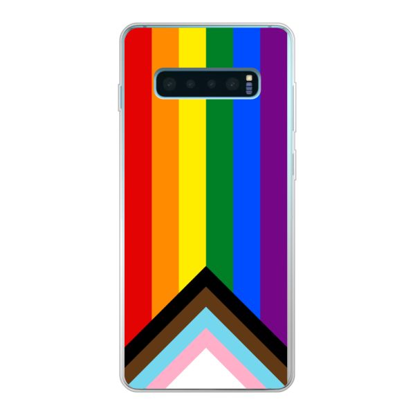 Flexibel Samsung Galaxy S10 Plus hoesje met Regenboog Vlag - Progress Pride Vlag