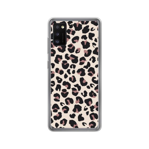 Transparant flexibel Samsung Galaxy A41 hoesje met Panter Print - Beige Luipaardprint