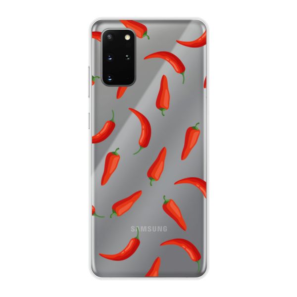 Transparant flexibel Samsung Galaxy S20 Plus hoesje met Rode Pepers - Transparant Chili Pepper Patroon
