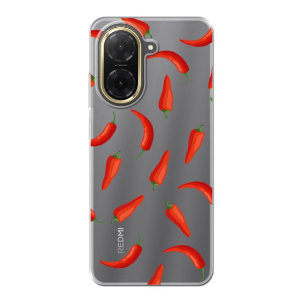 Transparant flexibel Xiaomi Redmi A5 4G hoesje met Rode Pepers - Transparant Chili Pepper Patroon