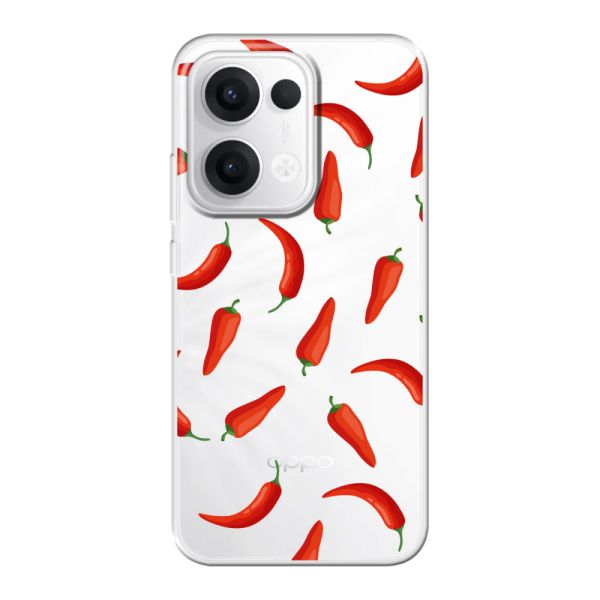 Funda Oppo Reno13 flexible transparente con Chiles Rojos - Patrón Transparente Chili Pepper