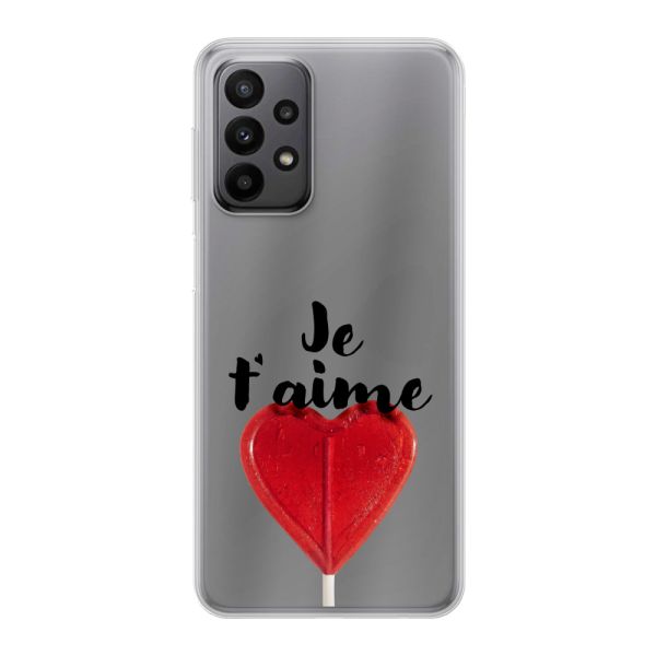 Transparant flexibel Samsung Galaxy A23 5G hoesje met Hartvormige Lolly - Je t'aime