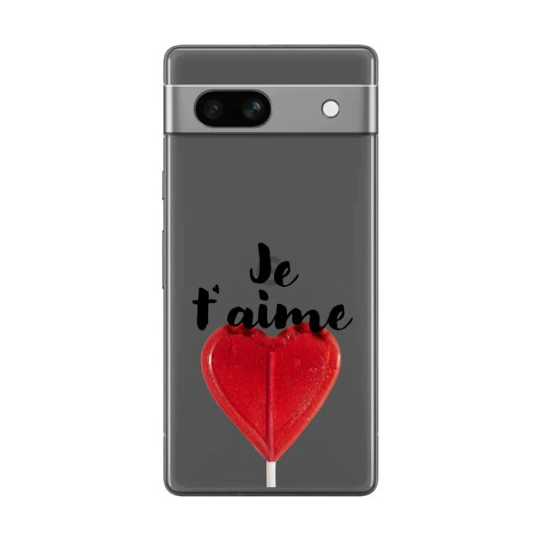 Transparant flexibel Google Pixel 7a hoesje met Hartvormige Lolly - Je t'aime