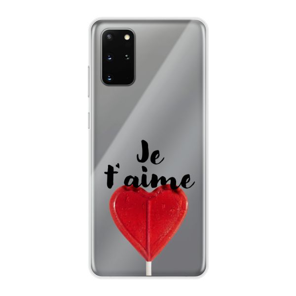 Transparant flexibel Samsung Galaxy S20 Plus hoesje met Hartvormige Lolly - Je t'aime