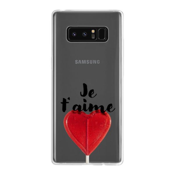 Coque Samsung Galaxy Note 8 flexible transparente avec sucette en forme de cœur - Je t'aime