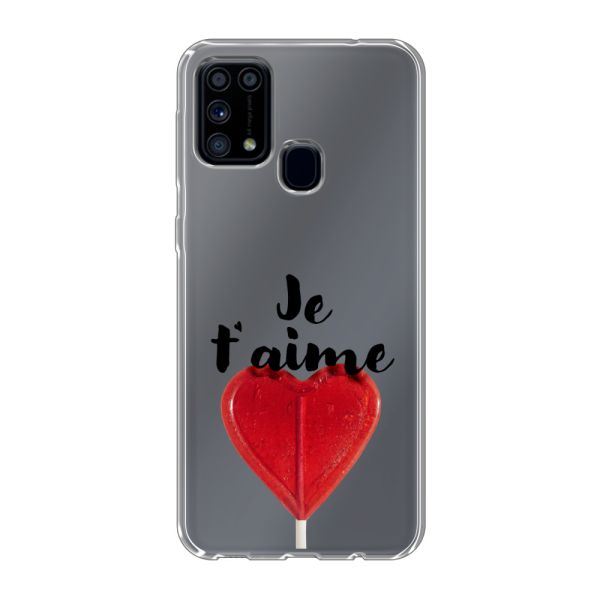 Transparant flexibel Samsung Galaxy M31 hoesje met Hartvormige Lolly - Je t'aime