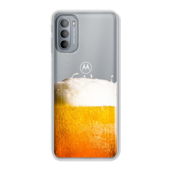 Transparant flexibel Motorola Moto G31 hoesje met Vers Getapt Biertje - Bierprint