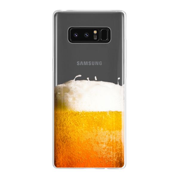 Transparant flexibel Samsung Galaxy Note 8 hoesje met Vers Getapt Biertje - Bierprint