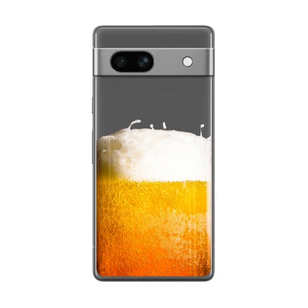 Transparant flexibel Google Pixel 7a hoesje met Vers Getapt Biertje - Bierprint