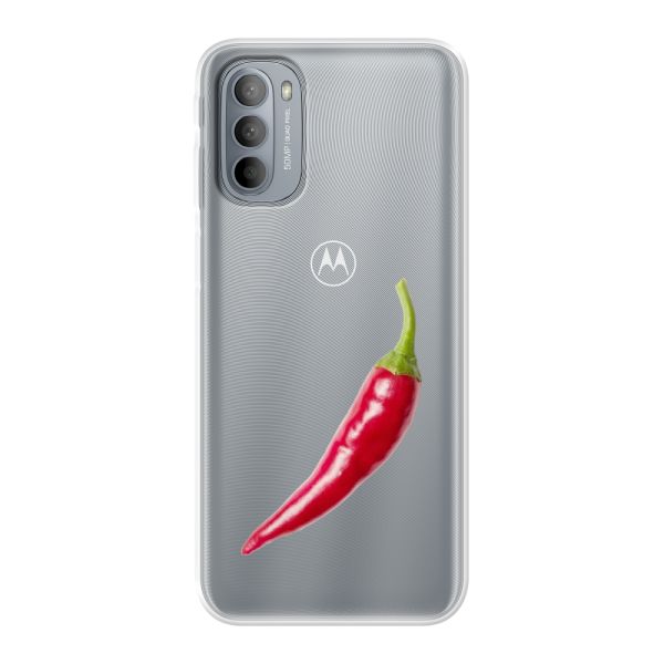 Transparant flexibel Motorola Moto G31 hoesje met Rode Peper - Pittig Design