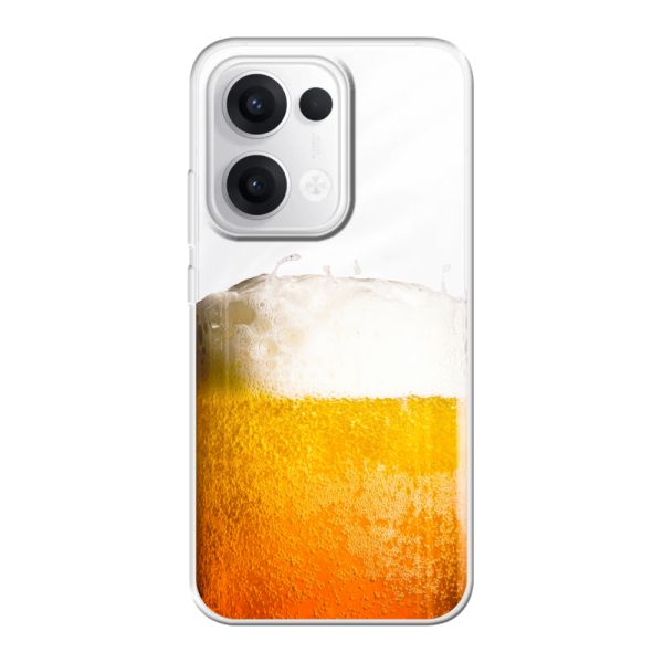 Transparant flexibel Oppo Reno13 hoesje met Vers Getapt Biertje - Bierprint
