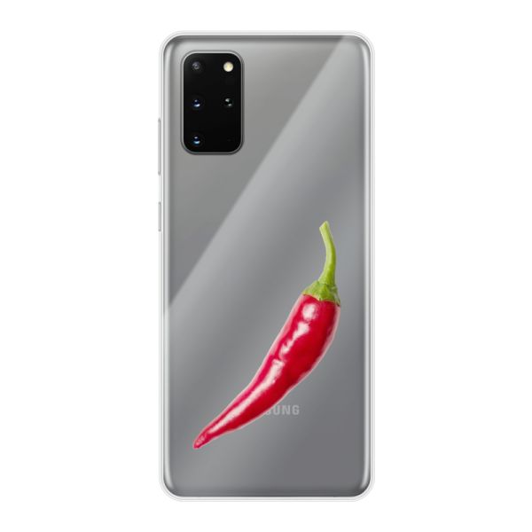 Transparant flexibel Samsung Galaxy S20 Plus hoesje met Rode Peper - Pittig Design