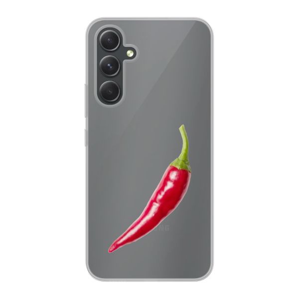 Transparant flexibel Samsung Galaxy A54 5G hoesje met Rode Peper - Pittig Design