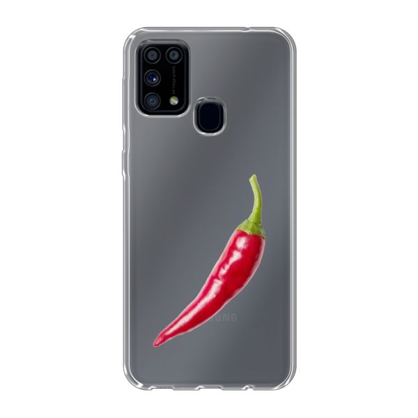 Transparant flexibel Samsung Galaxy M31 hoesje met Rode Peper - Pittig Design