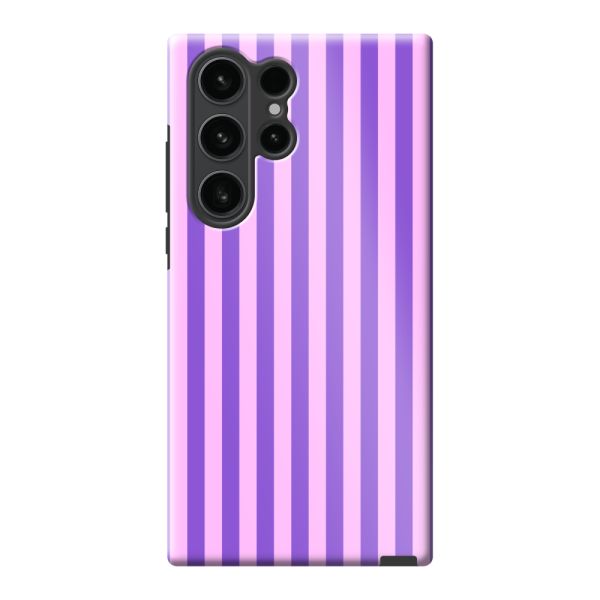 Besonders robuste Samsung Galaxy S23 Ultra Hülle mit lila-rosa Pastellstreifen