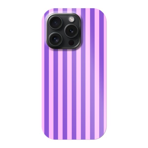 Coque iPhone 15 Pro ultra-résistante à rayures pastel violet-rose