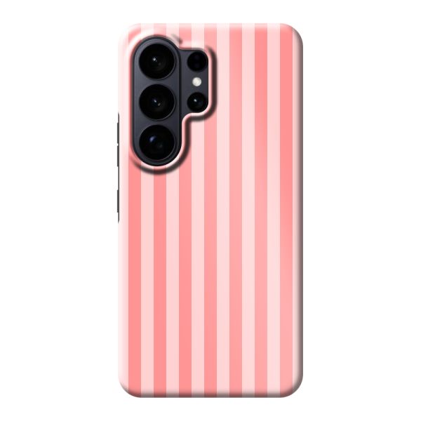 Coque Samsung Galaxy S26 Ultra ultra-résistante à rayures corail et rose
