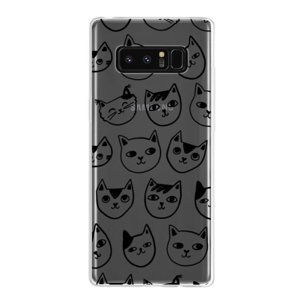 Transparente flexible Samsung Galaxy Note 8 Hülle mit Katzenköpfen - Transparenter Katzenprint