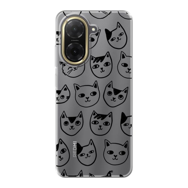 Coque Xiaomi Redmi A5 4G flexible transparente avec têtes de chat - Imprimé chats transparent