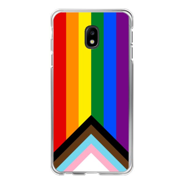 Flexibel Samsung Galaxy J3 (2017) hoesje met Regenboog Vlag - Progress Pride Vlag