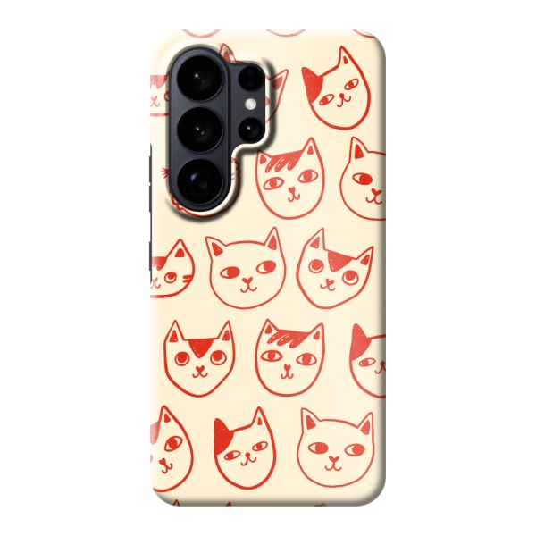 Coque Samsung Galaxy S26 Ultra ultra-résistante avec têtes de chat - Chats rouges sur fond crème