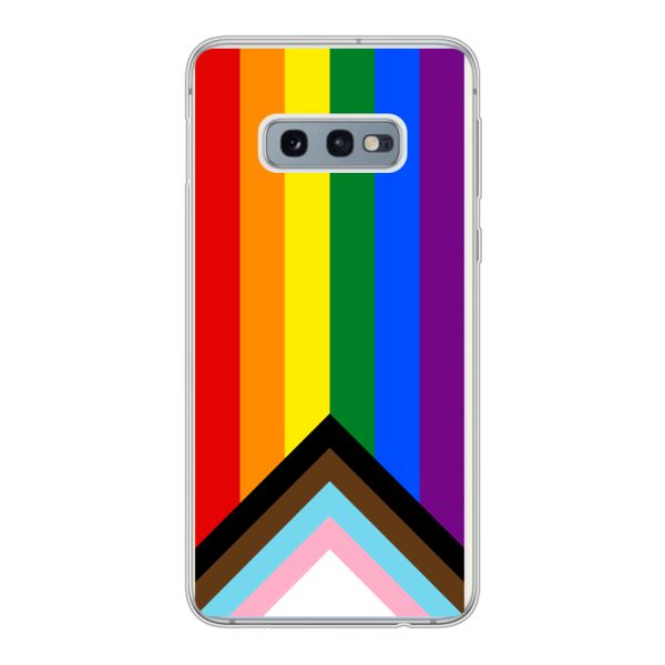 Flexibel Samsung Galaxy S10e hoesje met Regenboog Vlag - Progress Pride Vlag