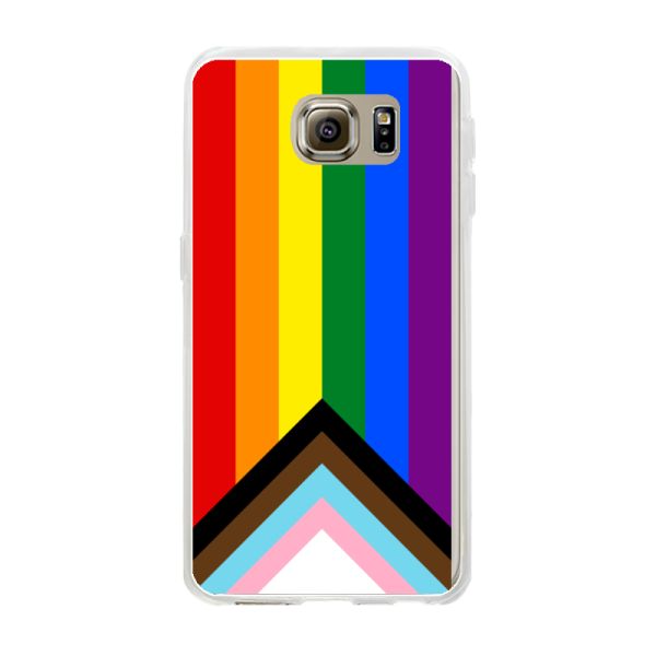 Flexibel Samsung Galaxy S6 hoesje met Regenboog Vlag - Progress Pride Vlag